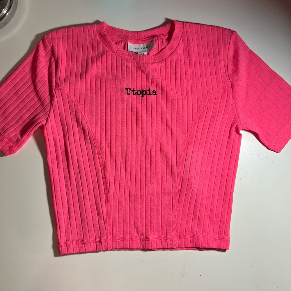 top shop hot pink crop top